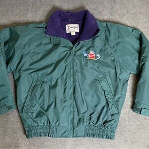 Vintage Penn Reels International Embroidered Jacket Green Purple Fleece Lined L